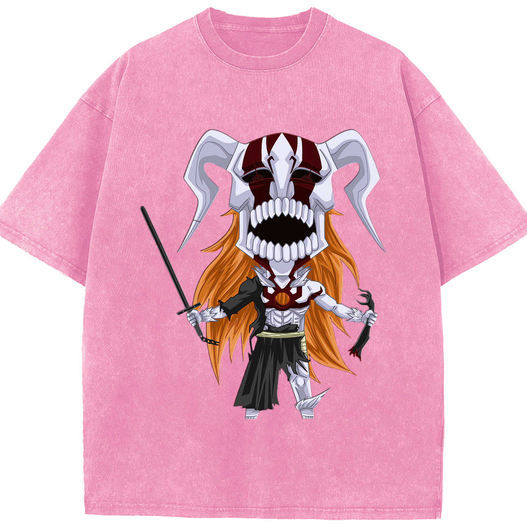 （画像用） ブリーチ 黒崎一護（くろさき いちご）BLEACH Kurosaki Ichigo 綿100% ヴィンテージ風 半袖Tシャツ（フロントプリント）